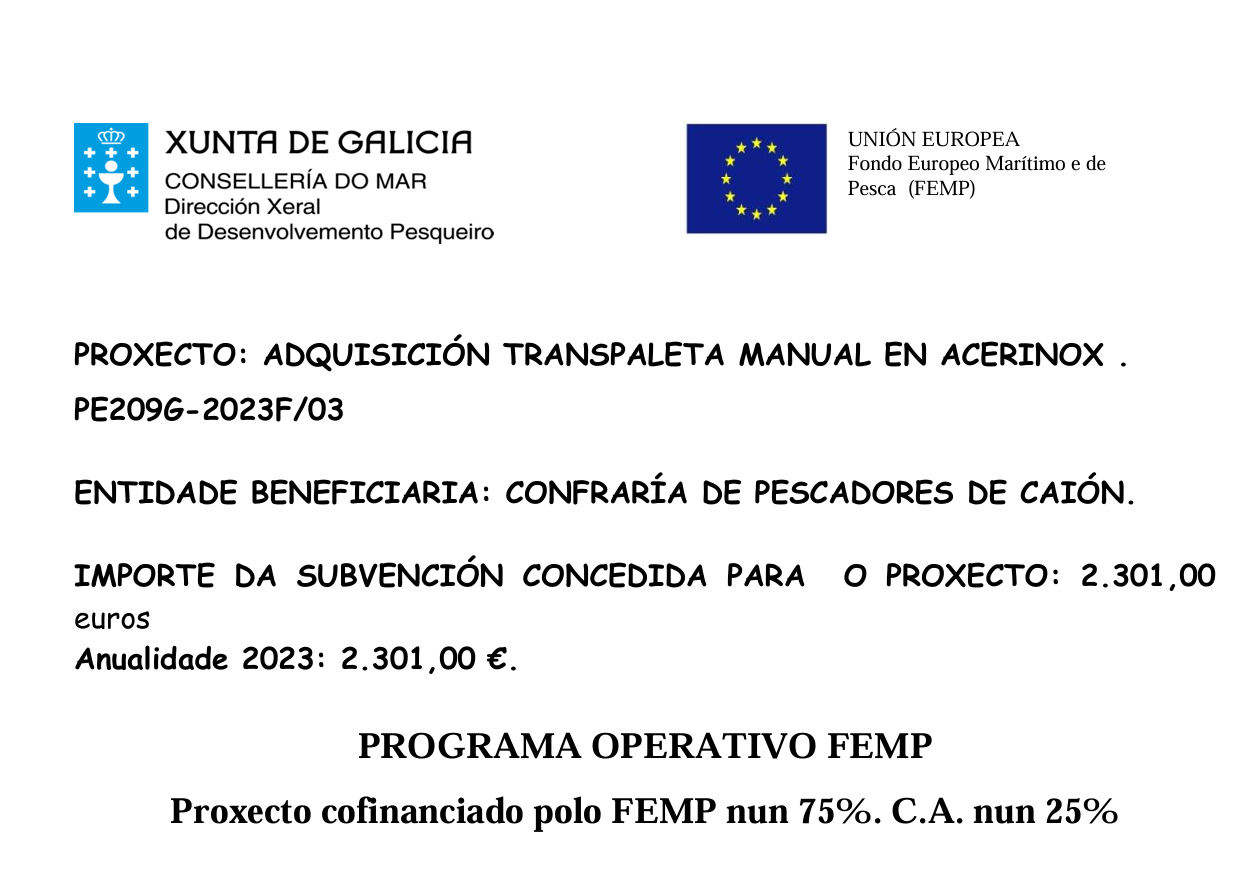 ADQUISICIÓN TRANSPALETA MANUAL EN ACERINOX