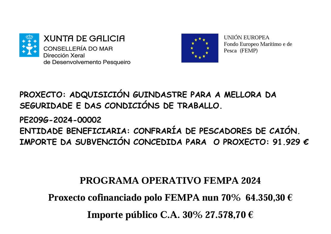 Adquisición guindastre para a mellora da seguridade e das condicións de traballo.