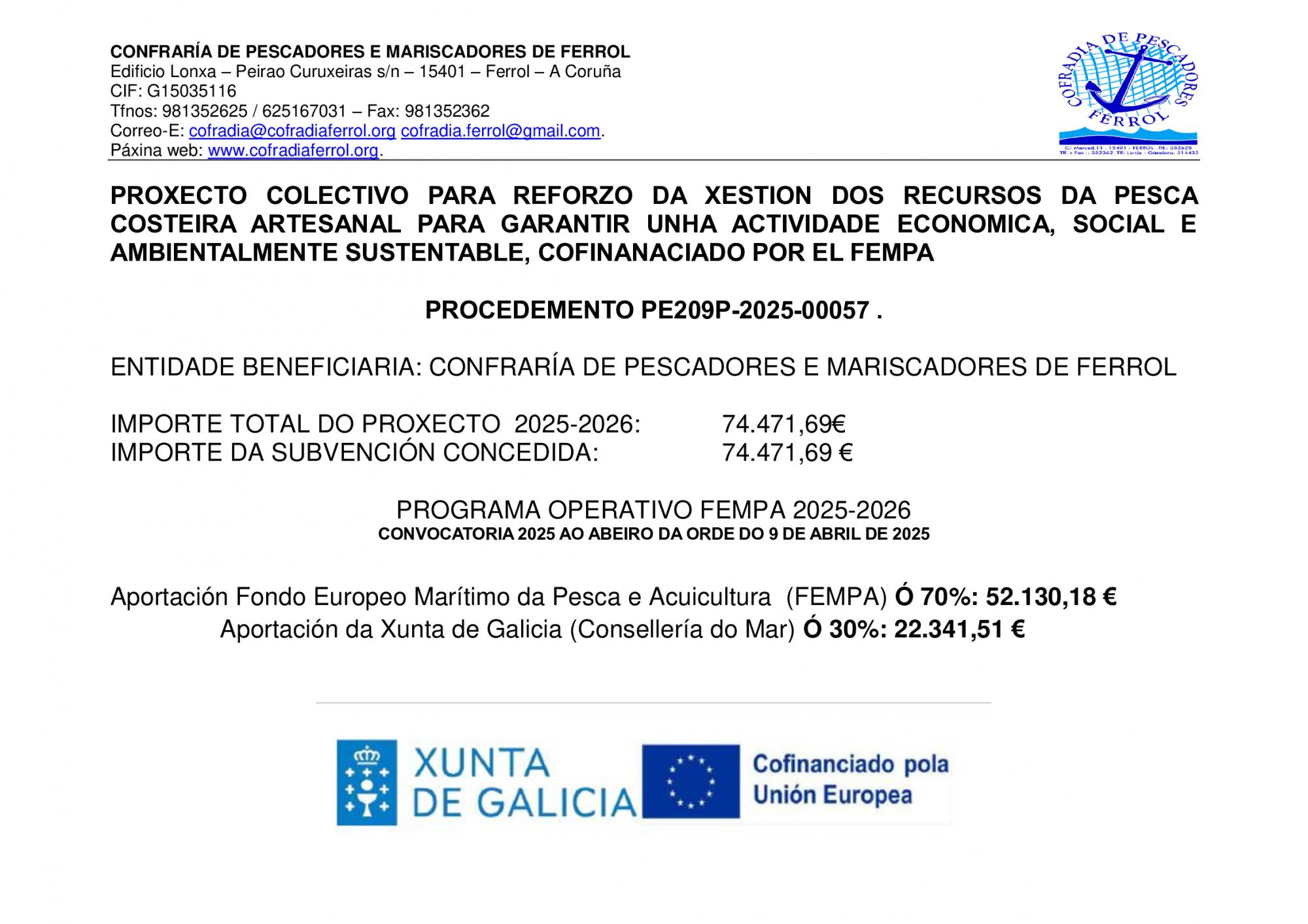 PUBLICIDADE AXUDA FEMPA-XUNTA XESTION RECURSOS MARIÑOS