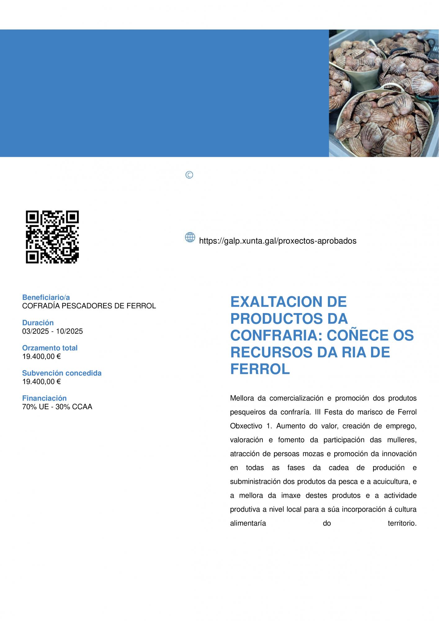 PUBLICIDADE PROXECTO GALP PE155A-2025-00209 EXALTACION PRODUTO RIA DE FERROL