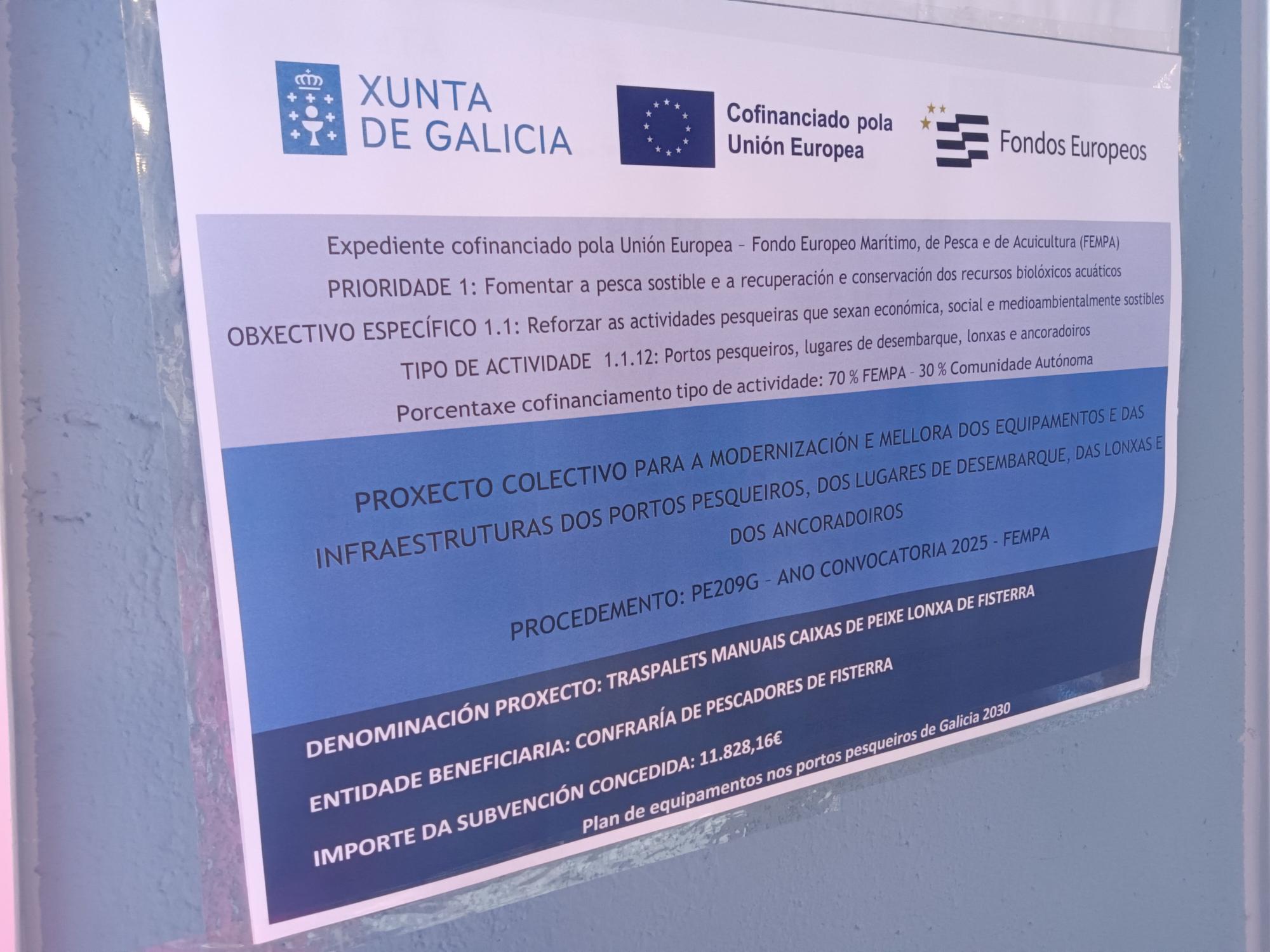 ANUNCIO PUBLICIDADE AXUDAS TRASPALETS MANUAIS CAIXAS DE PEIXE LONXA DE FISTERRA