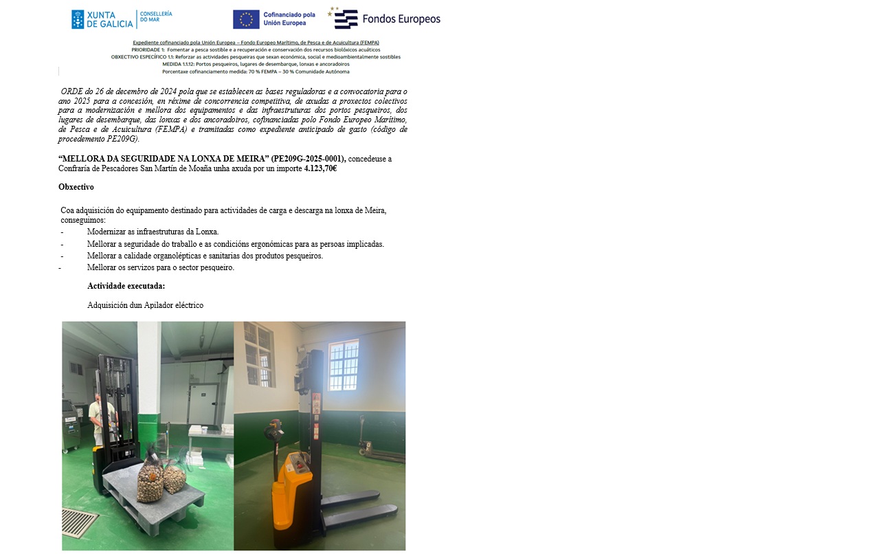 Proxecto cofinanciado 70% FEMPA-30% Comunidade Autónoma