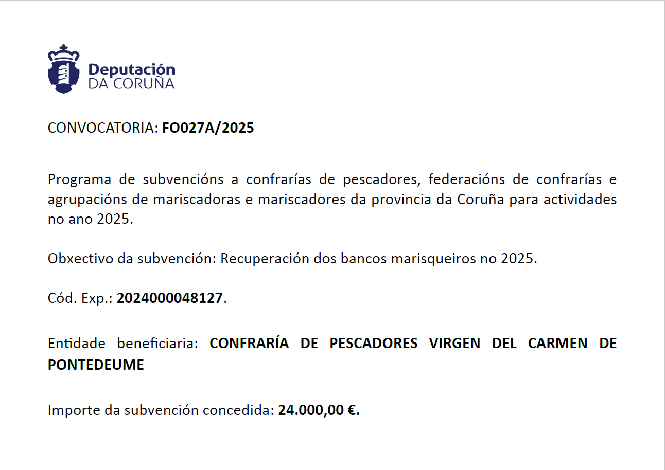 Cartel da axuda recibida da deputación da Coruña