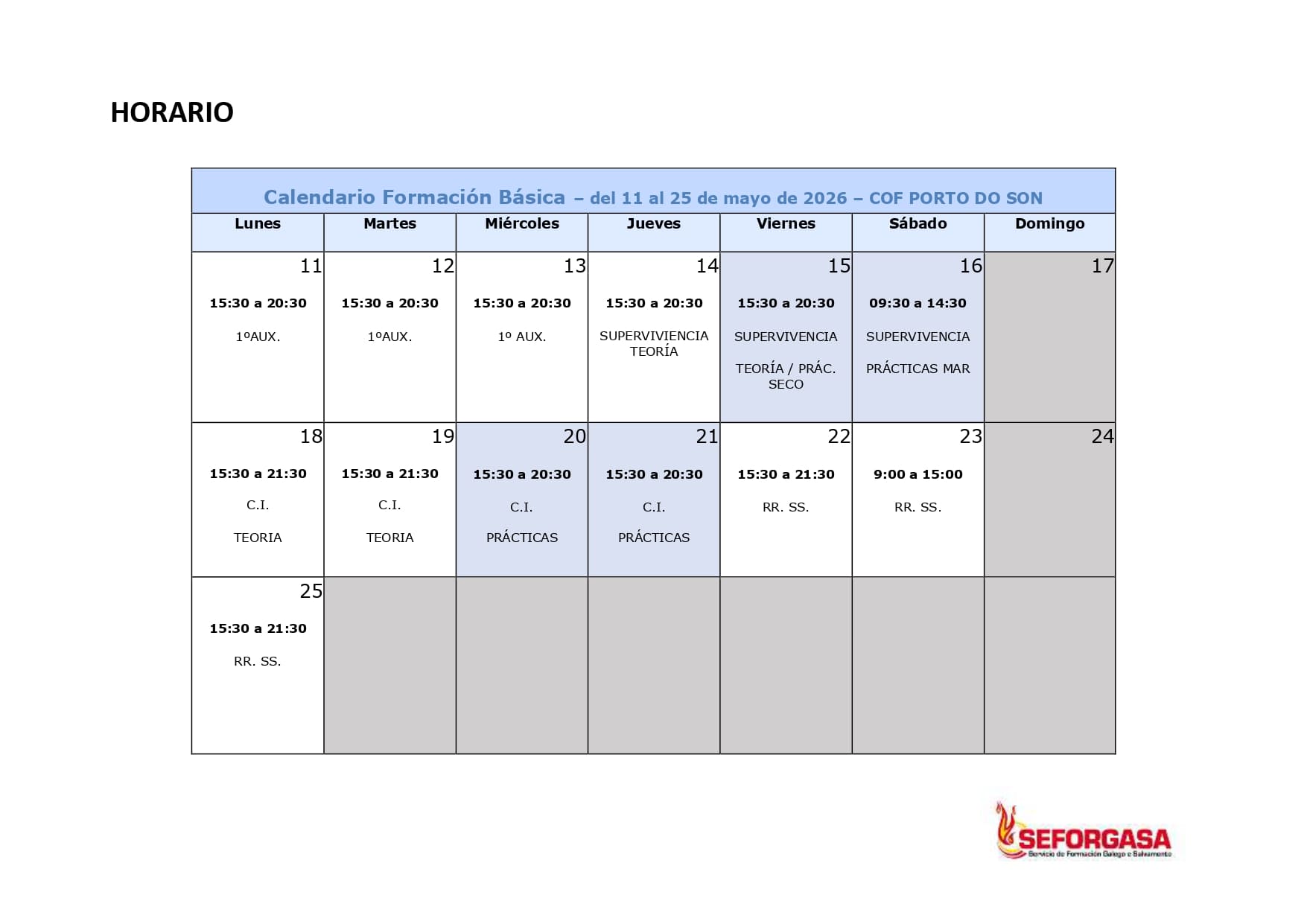 CALENDARIO CURSO FBSM