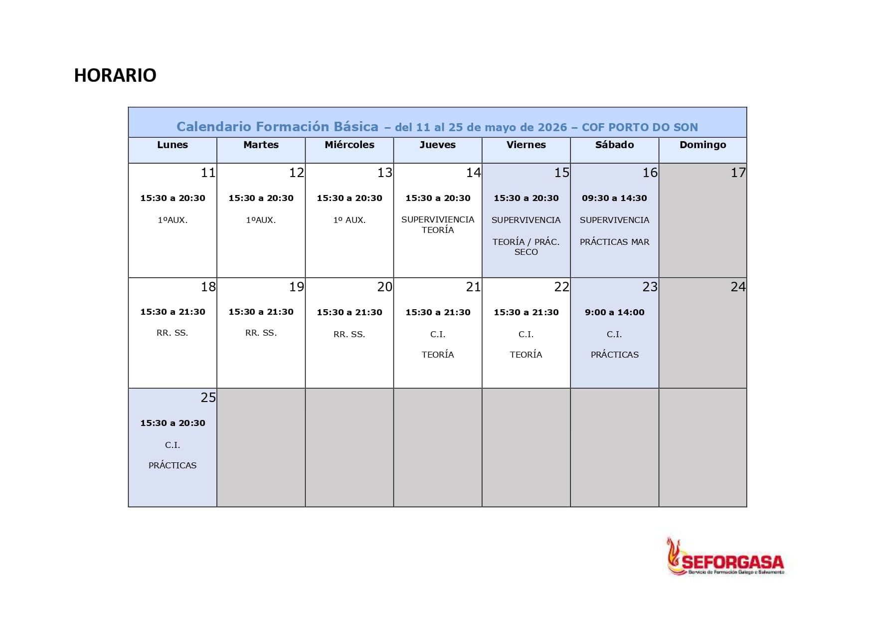 CALENDARIO CURSO FBSM