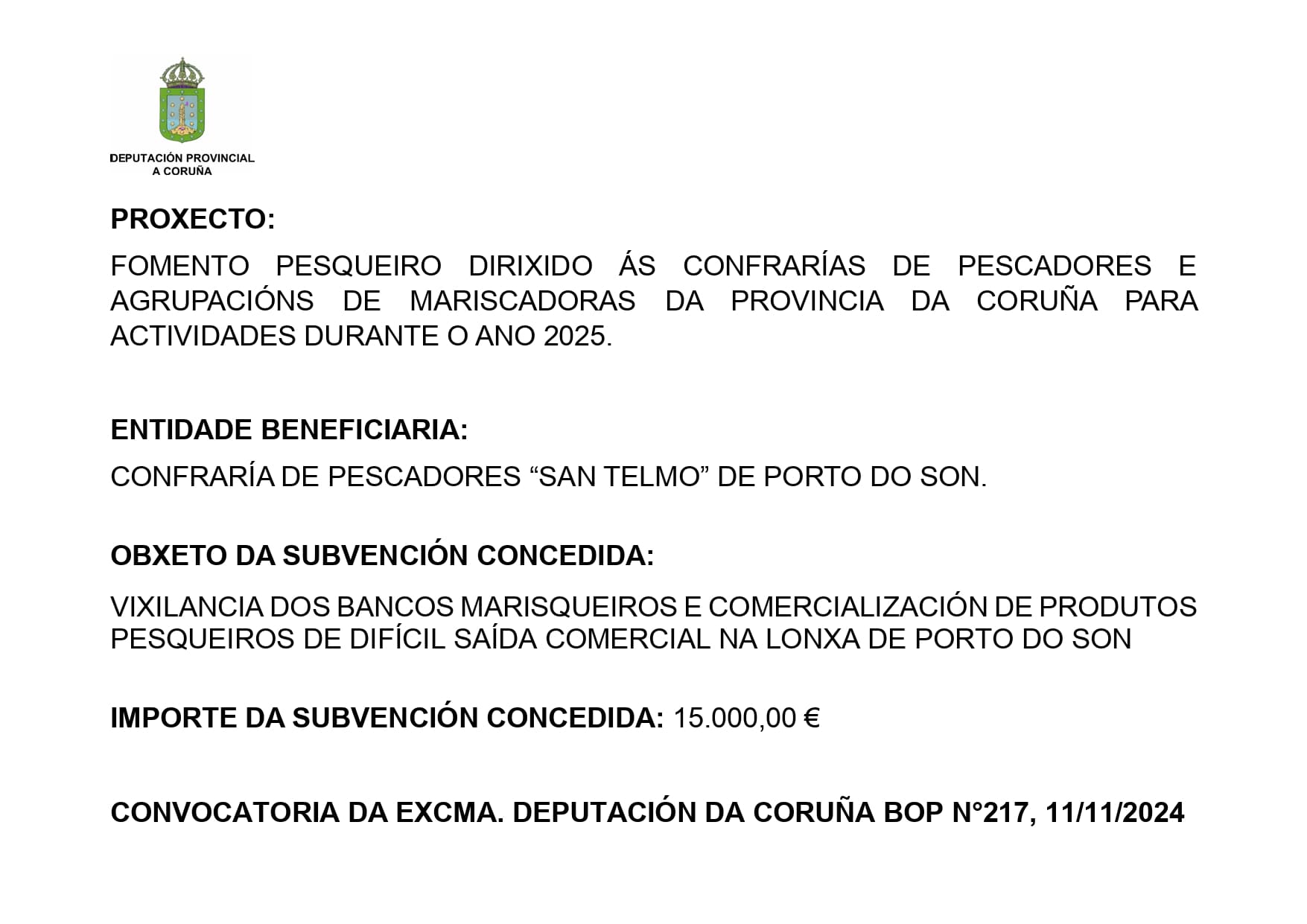 AXUDA FOMENTO PESQUEIRO DIPUTACIÓN A CORUÑA 2025