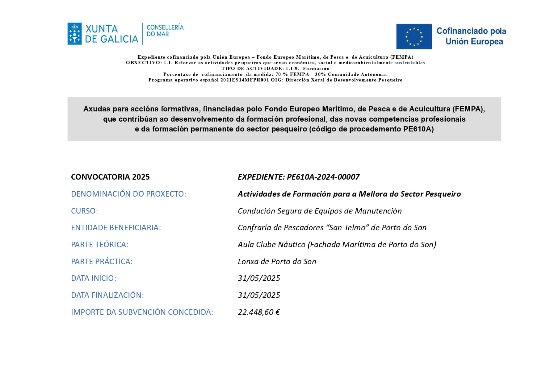 CURSO CONDUCCIÓN SEGURA DE EQUIPOS DE MANUTENCIÓN