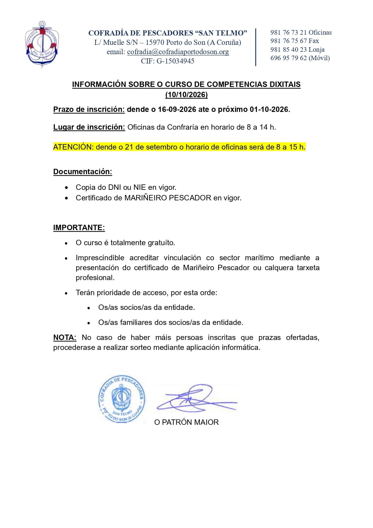 INFORMACIÓN IMPORTANTE INTERESADOS