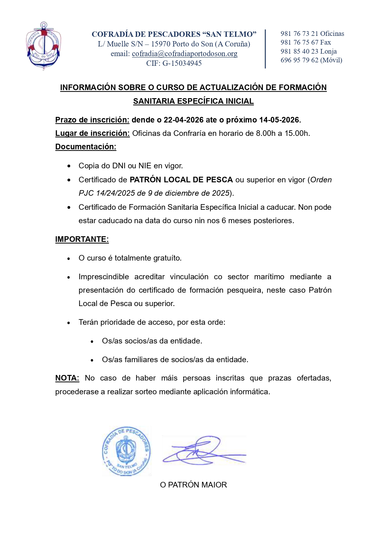 INFORMACIÓN IMPORTANTE INTERESADOS