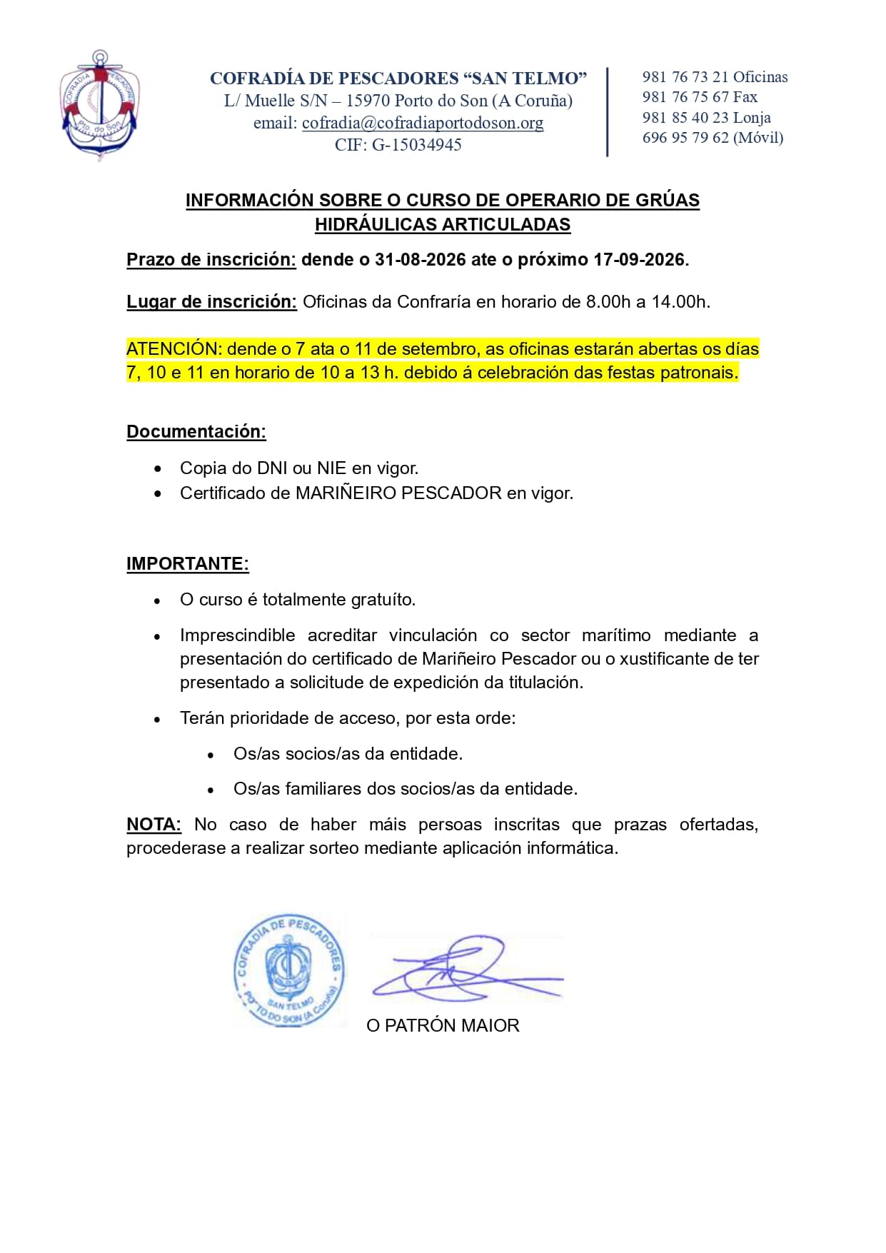 INFORMACIÓN IMPORTANTE INTERESADOS