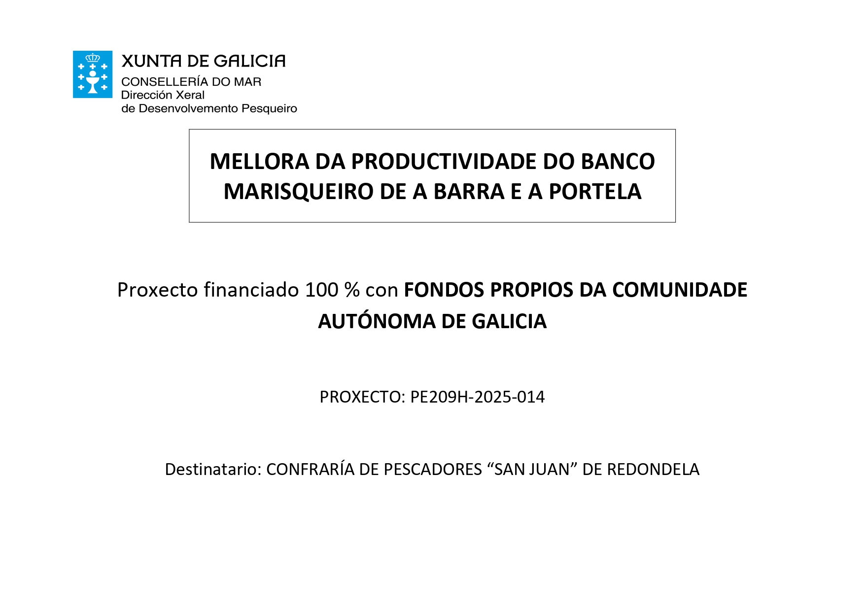MELLORA DA PRODUCTIVIDADE DO BANCO MARISQUEIRO DE A BARRA E A PORTELA