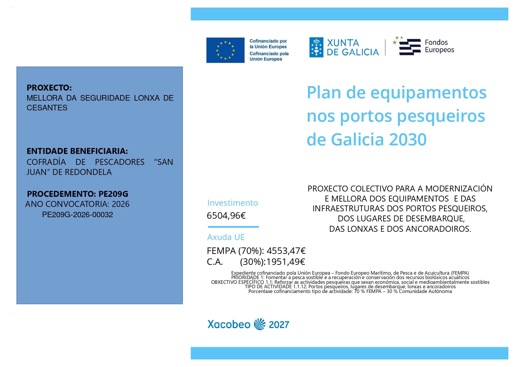 AXUDA DE 6504,96€ PARA MELLORA DE SEGURIDADE