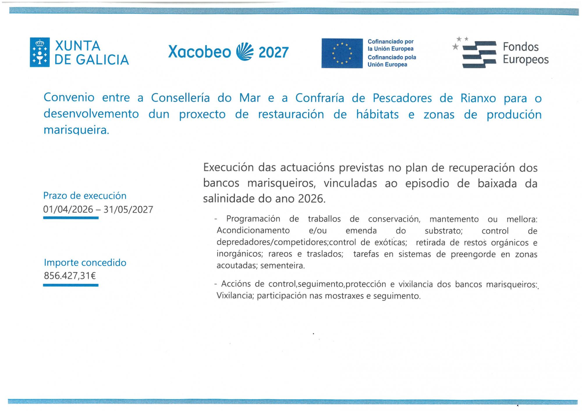 CARTEL CONVENIO RESTAURACION MARISQUEIRA DA CONFRARÍA DE RIANXO