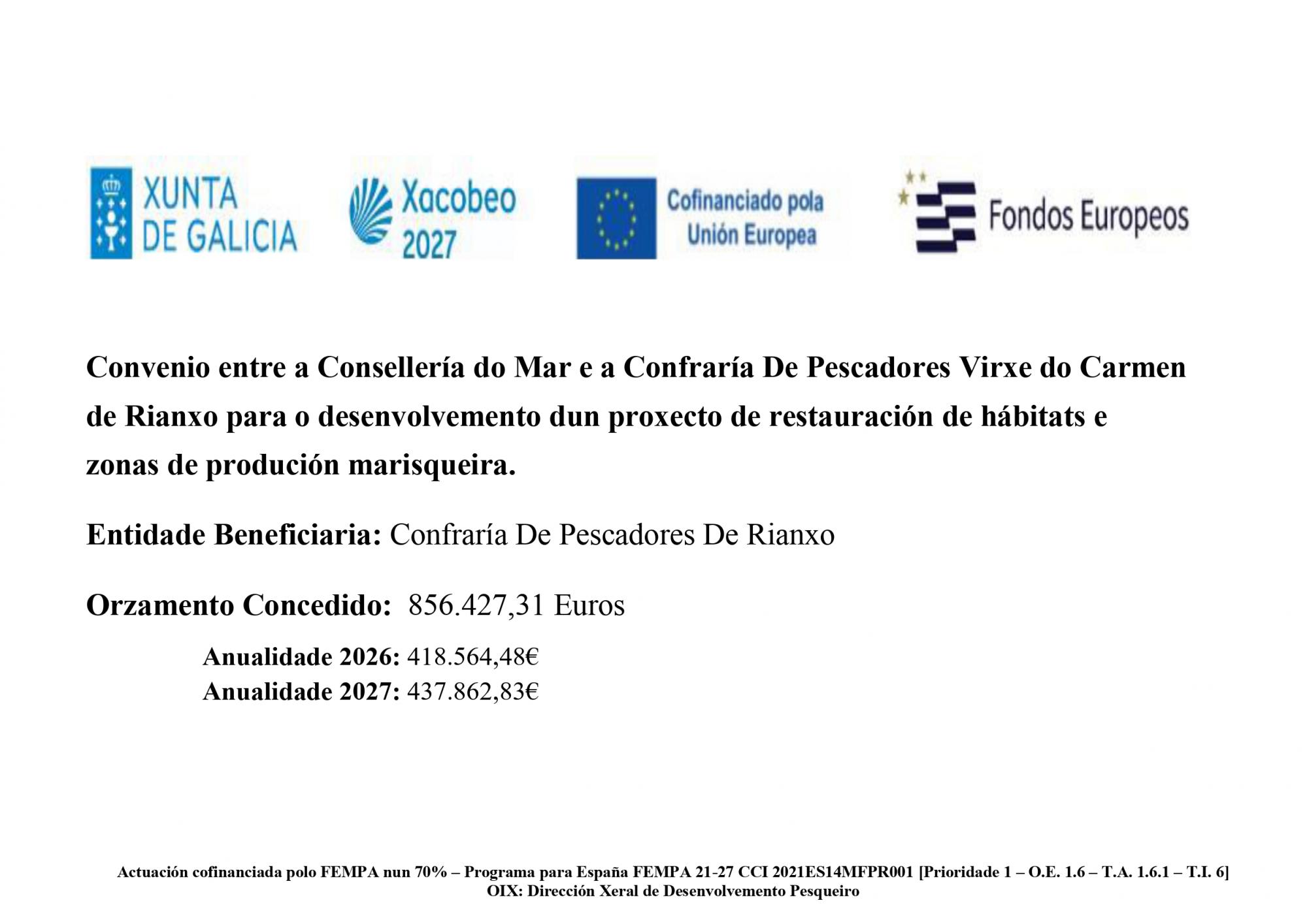 CARTEL CONVENIO RESTAURACION MARISQUEIRA DA CONFRARÍA DE RIANXO