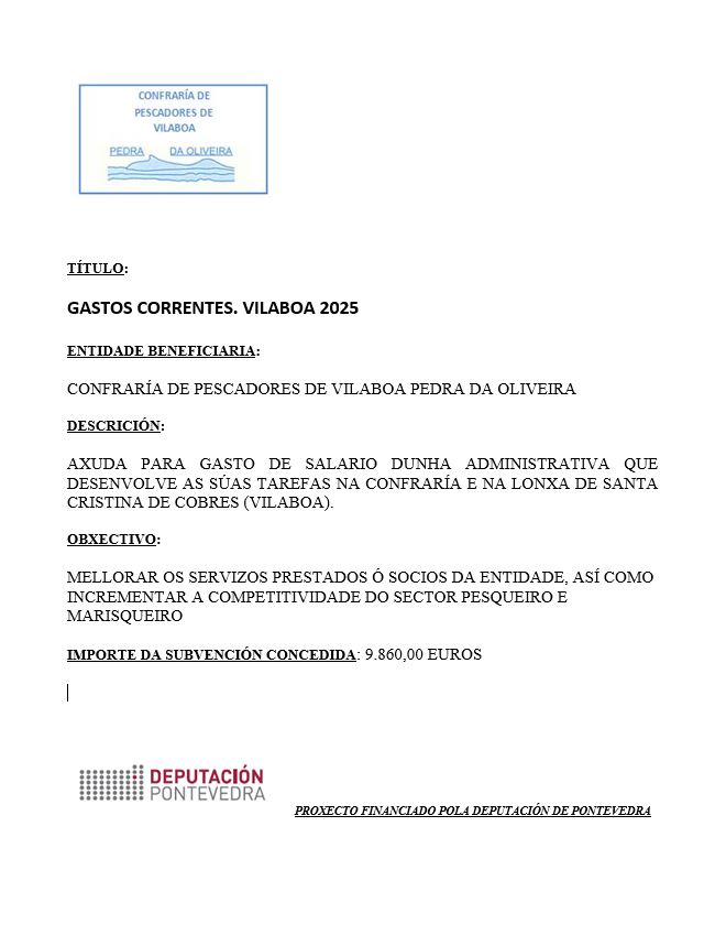 GASTOS CORRENTES DEPUTACIÓN. VILABOA 2025