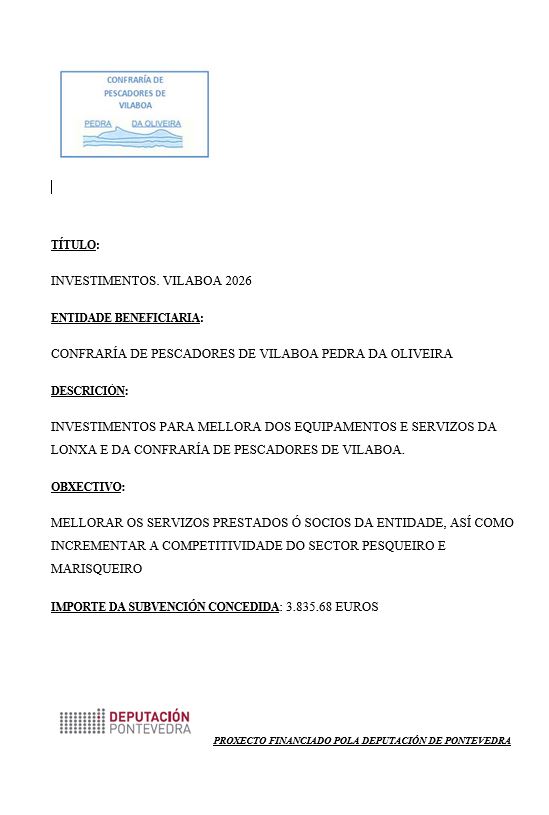 INVESTIMENTOS DEPUTACIÓN. VILABOA 2026