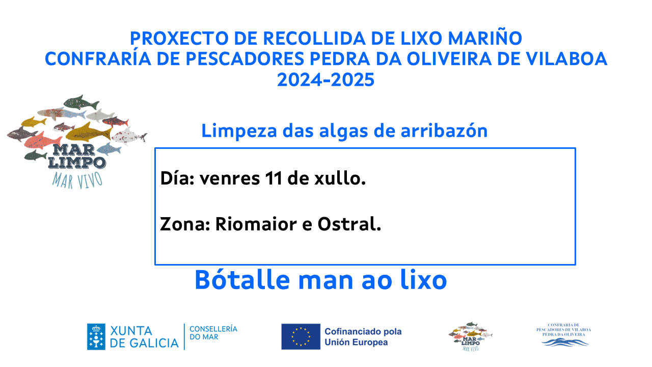 PRÓXIMA LIMPEZA DE ALGAS DE ARRIBAZÓN O 11 DE XULLO