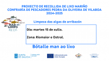 PRÓXIMA LIMPEZA DE ALGAS DE ARRIBAZÓN O 15 DE XULLO